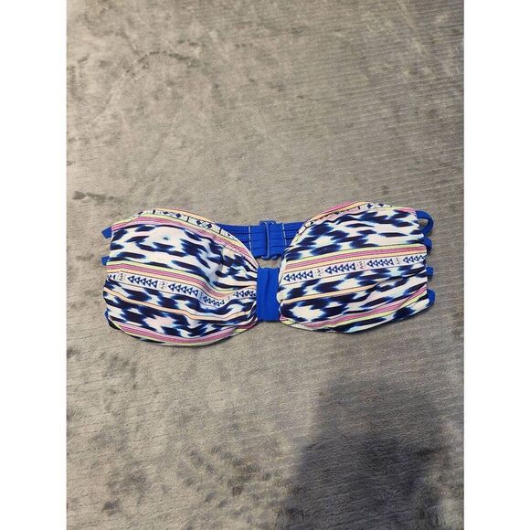Victoria's Secret Pink Size XS Blue Strappy Bandeau Strapless Bikini Top - Picture 1 of 3